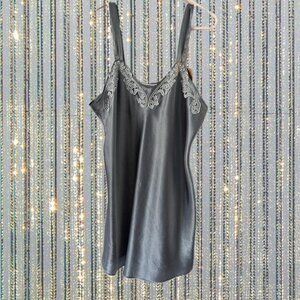 Blue Silk Slip With Lace